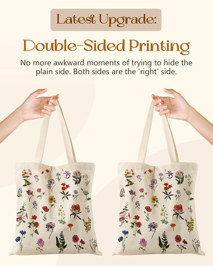 Aesthetic Tote Bag for Women- with Magnetic Buckle and Zipper Inner Pocket Cloth Cotton Canvas Tote Bags