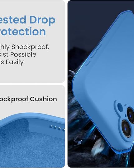 FireNova Designed for iPhone 16 Plus Case, Silicone Upgraded [Camera Protection] Case with [2 Screen Protectors], Soft Anti-Scratch Microfiber Lining Inside, 6.7 inch, Blue