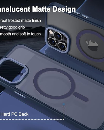 Hython Case for iPhone 14 Pro Max Case Magnetic Translucent Matte Phone Cases 6.7" [Compatible with MagSafe] Thin Slim Fit Shockproof Bumper Hard Protective Cover for Women Men Girls, Deep Blue