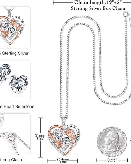 Iefil Christmas Gifts for Women - Sterling Silver Birthstone Necklace Anniversary Birthday Gifts for Her Wife Mom Daughter