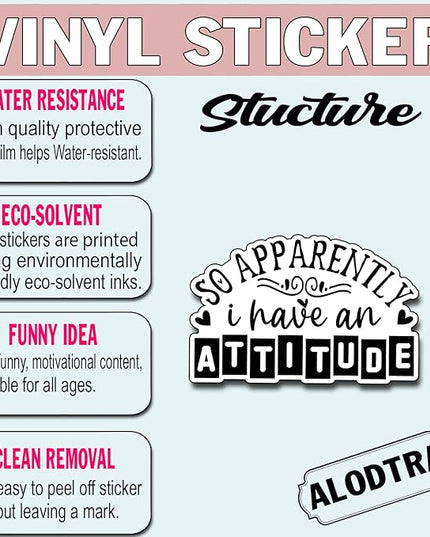 (3Pcs) So Apparently I Have an Attitude Sticker Funny Sarcastic Quote Sticker Humorous Decorate Waterproof Vinyl Decal for Laptop Water Bottle Phone Case Kindle Tumbler Notebook Size 3x2,2 Inches