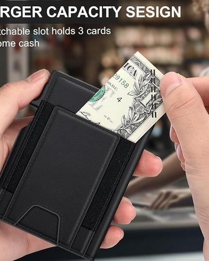 Wallet for Men Wallet with Slim Pop Up Card Holder 9-13 Cards, Bifold Minimalist Smart Wallet RFID Blocking Credit Card Holder with ID Window & Stretchable Cash Slot Compact Metal Aluminum Card Case