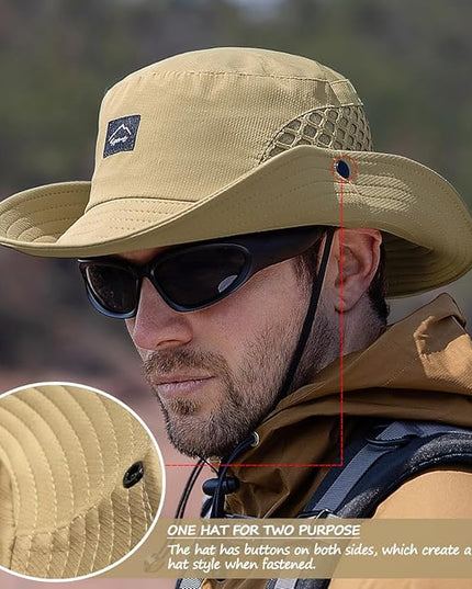 Sireck Fishing Hat, UPF50+ Wide Brim Sun Hat for Men Women, UV Protection Hiking Beach Bucket Hats Summer Safari Hat