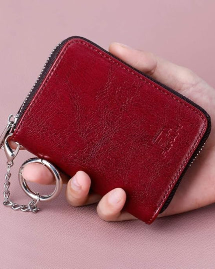 FurArt Zipper Wallet Women, RFID Blocking Credit Card Wallet, Business Card Holder, Compact Size KeyChain Wallet
