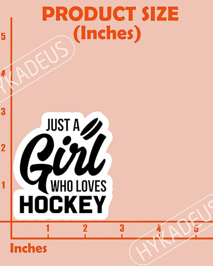(3Pcs) Just a Girl Who Loves Hockey Sticker Decals for Books, Laptops, Phones, Tumblers, Water Bottles, Waterproof Vinyl Decal, Hockey Gifts for Teen Girls, Team, Hockey Fan, Size 3 x 2.8 Inch
