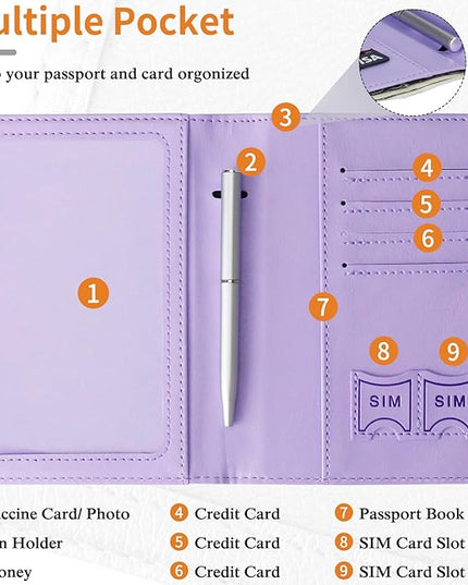 TIGARI Passport Holder for Travel Women Men, PU Leather Waterproof RFID Wallet Cover Case Sleeve, Valentines Day Gifts, Vacation Plane Cruise Travel Document Organizer Essentials