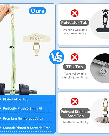 Adjustable Anti-Theft Phone Lanyard Neck & Crossbody Strap with 0.2mm Metal Tab & Comfort-Fit 8mm Rope (Mint Green)