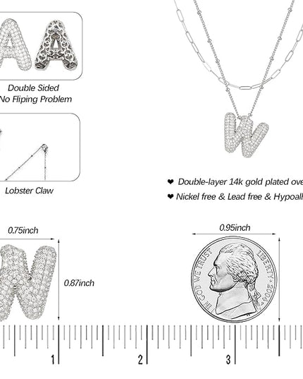 LUCA SMITH Initial Necklaces for Women, Dainty Balloon Bubble Letter, Name Letter Alphabet Pendant Layered Choker Chain Jewelry Gift
