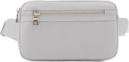 LOVESOME Vegan Leather Everywhere Fashion Waist Bag Fanny Pack Crossbody Bag Belt Bag Sling Bag with Adjustable Strap for Women (Light Grey), FC19515