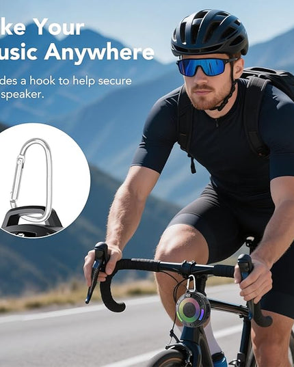 Bluetooth Speaker, 2025 Portable Wireless Shower Speaker, Digital Display Portable Speaker with Detachable hook ,IPX7 Waterproof with LED Light, HD Sound & Bass for Bathroom, Pool, Beach & Outdoor