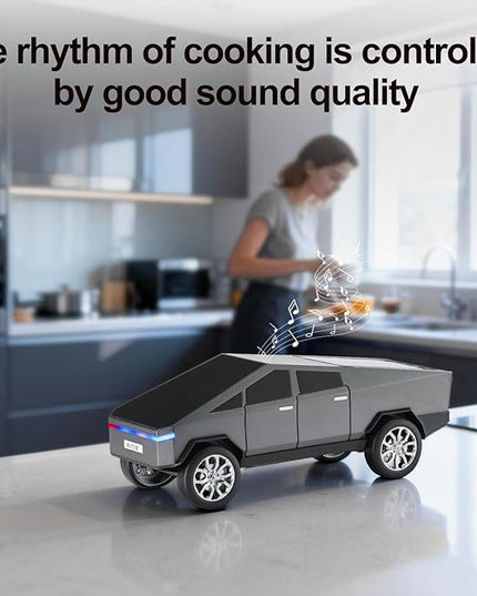 Futuristic Pickup Truck Bluetooth Speaker with LED Display Screen – TWS Stereo, FM Radio, USB/TF Playback, LED Headlights, Built-in Mic, Gift for Truck Fans, Auto Style Lovers&Tech Collectors (Gray)