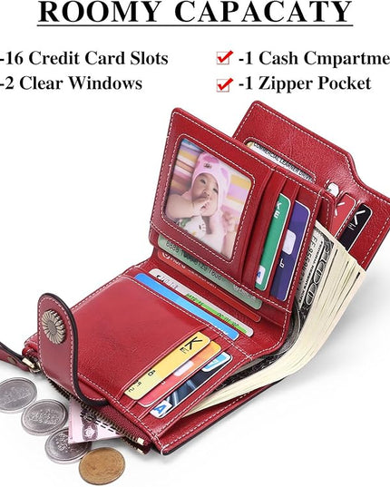 FALAN MULE Small Wallet for Women Leather Bifold Compact Small Womens Wallet with RFID Blocking