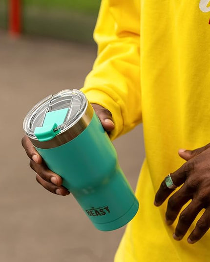 Beast 30 oz Tumbler Stainless Steel Vacuum Insulated Coffee Ice Cup Double Wall Travel Flask (Aquamarine Blue)