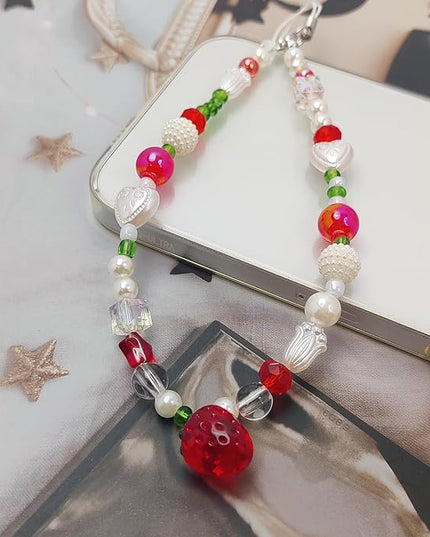 2 Pack Phone Charms, Cute Aesthetic Beaded PhoneCharm Strap Phone Lanyard String PhoneChain Accessories for Bag Keychain Airpods Camera Pendants