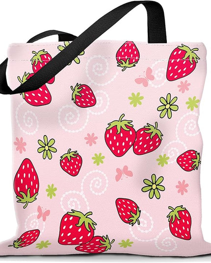 Canvas Tote Bag for Women，Cute Heavy-Duty Shoulder Bag with Zipper Pocket -Travel Tote for Grocery, Gym,Shopping