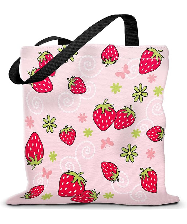 Canvas Tote Bag for Women，Cute Heavy-Duty Shoulder Bag with Zipper Pocket -Travel Tote for Grocery, Gym,Shopping