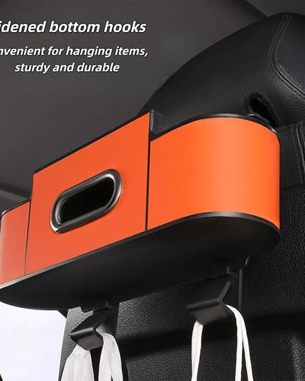 Car Organizer, 3-in-1 Backseat Car Organizer with Dual Cup Holders, Tissue Box & Phone Holder - Multifunctional Waterproof Storage for Daily Driving & Travel (Grey)