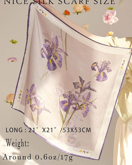 100% Mulberry Silk Scarf for Women Hair Lightweight Square Neckerchief Wrap For Head Scarves 21"