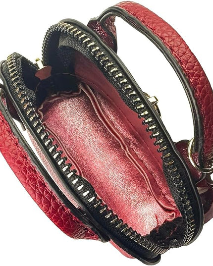 Plinvo Cute Genuine Leather Keychain Coin Purse for Women with Tassels Mini Change Pouch Brown (Red)
