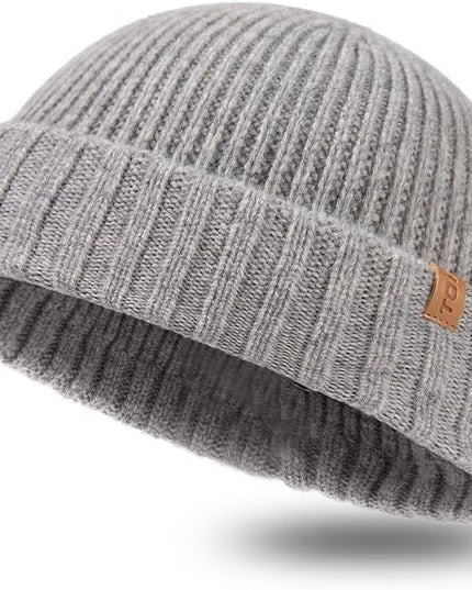 TOP-EX PolarWool™ 100% Merino Wool Short Fisherman Beanie Hats for Men Women Knit Skull Cap Cuffed Beanies Warm Winter Hats