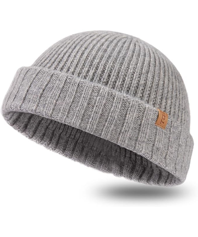 TOP-EX PolarWool™ 100% Merino Wool Short Fisherman Beanie Hats for Men Women Knit Skull Cap Cuffed Beanies Warm Winter Hats