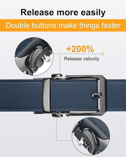 JUKMO 1.5" (38mm) Leather Ratchet Belt for Men in Gift Box