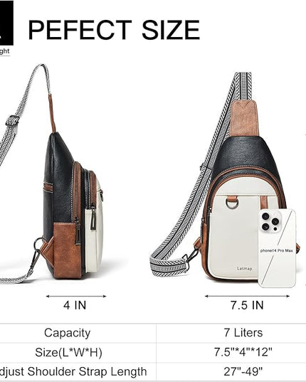 7L Sling Bag for Women Men Leather Small Sling Backpack Daypack Anti Theft Fanny Pack Crossbody Purse Travel