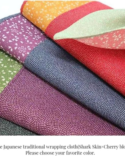 Furoshiki Japanese Wrapping Cloth Eco Gift Wrap Paper Reversible Cherry blossoms Eco-bag Christmas birthday Bento Lunch Box Wine Bottle Box Kimono Cover (Red and Yellow, 27.6 x 27.6 inches)