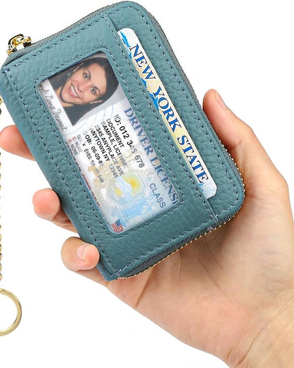 imeetu RFID Credit Card Holder, Small Leather Zipper Card Case Wallet for Women