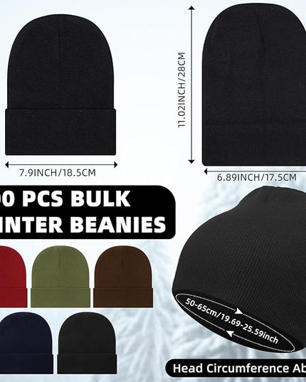 Toulite Bulk Winter Beanies for Homeless Donation Unisex Warm Knitted Beanie Hats Skull Cap