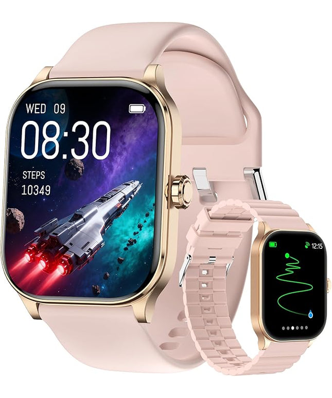 Smart Watch for Women Men with Text and Call, 2025 New AI Smartwatches with Heart Rate/SpO2/Sleep/Stress Monitor, 100+ Sports Modes, GPS Fitness Watches Compatible with iOS/Android (GPS, Pink)