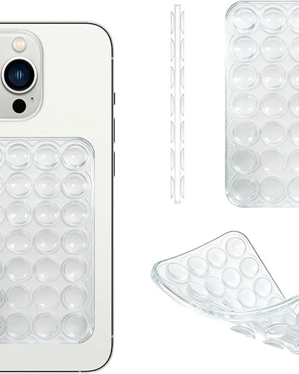 Silicone Double-Sided Suction Phone Case Detachable Mount, Car Dashboard Holder, Hands-Free Sticky Grip Phone Accessories for Selfies & Videos, - iphone & Android Compatible (3.74"x2.2", Transparent)