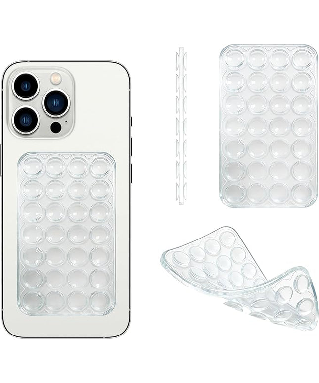 Silicone Double-Sided Suction Phone Case Detachable Mount, Car Dashboard Holder, Hands-Free Sticky Grip Phone Accessories for Selfies & Videos, - iphone & Android Compatible (3.74"x2.2", Transparent)