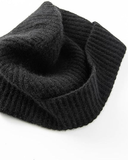 Villand 100% Cashmere Ribbed Cuffed Hat for Men, Ultra-Soft Men's Pure Cashmere Winter Ski Beanie