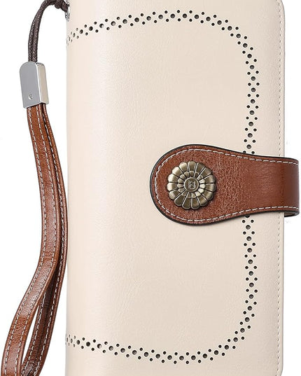 BOSTANTEN Leather Wallet for Women RFID Blocking Zip Around Credit Cards Holder Phone Clutch
