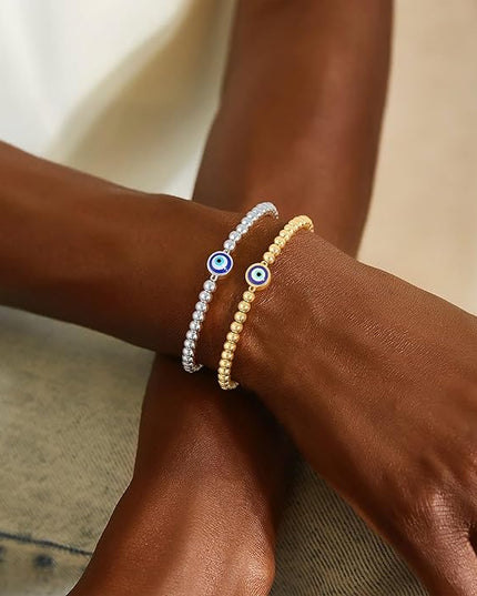 Gold Bracelets for Women 14K Gold Beaded Bracelets Stackable Bracelets for Women Gold Charm Bracelet Non Tarnish Gold Jewelry for Women Trendy