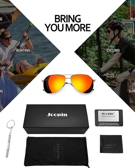 Joopin Polarized Metal Aviation Sunglasses Men, Classic Military Sun Glasses Women, Rectangle Shades UV400 Protection Costume