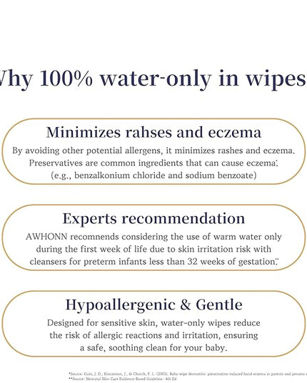 100% Water & Cotton Wet Wipes Travel Size - Individually Wrapped - Fragrance & Preservative-Free for Baby, Women & Sensitive Skin - Gentle Hand, Face, Body & Feminine Care - 220 Count