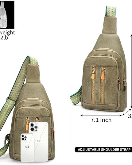 FALAN MULE Crossbody Bags for Women Trendy Leather Sling Chest Bag Fanny Packs for Women
