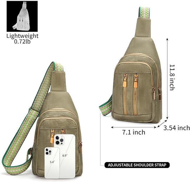FALAN MULE Crossbody Bags for Women Trendy Leather Sling Chest Bag Fanny Packs for Women