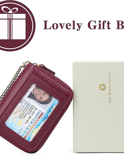 GOIACII Small Genuine Leather Wallet for Women, RFID Blocking Card Holder Wallet