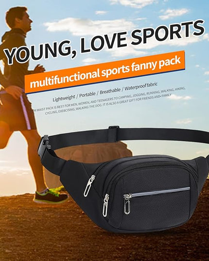 DAITET Crossbody Fanny Pack for Men&Women,Large Waist Bag & Hip Bum Bag with Adjustable Strap for Outdoors Workout Traveling Casual Running Hiking Cycling
