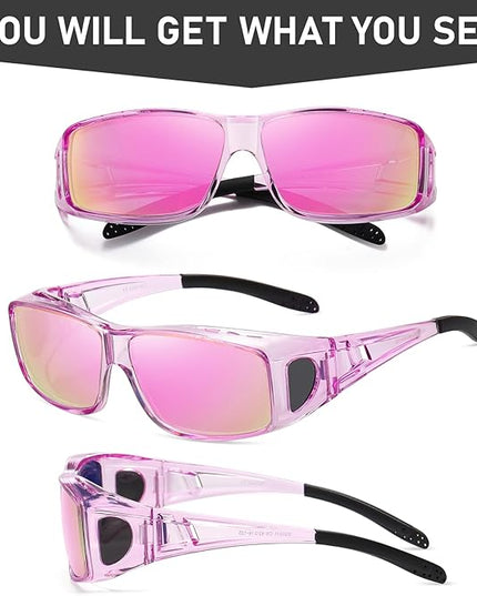 Wzerry Sunglasses Fit Over Glasses Polarized for Men Women, Wrap-Around Glasses UV400 Protection for Driving and Outdoor