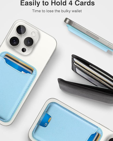 TopMade for Magsafe Wallet, Strongest Magnetic Card Holder for iPhone 17, iPhone 16/15/14/13/12 Series, Leather Magnetic Phone Wallet with Powerful Magnets, RFID Blocking, Fit 4 Cards, White Ice