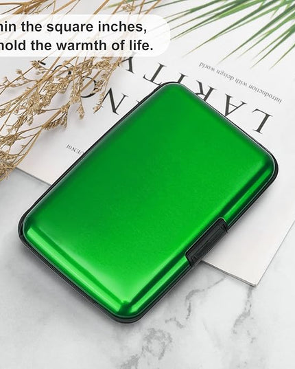 ELFISH Mini RFID Aluminum Wallet Credit Cards Holder Business Card Case Metal ID Case for Men Women (Green)