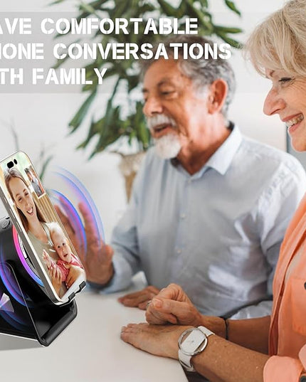 MRMORALE Wireless Induction Speaker, Multifunctional Bluetooth Phone Holder with RGB Light & 360 Rotation, HD Surround Sound, Compatible with iPhone/iPad/Android/Samsung