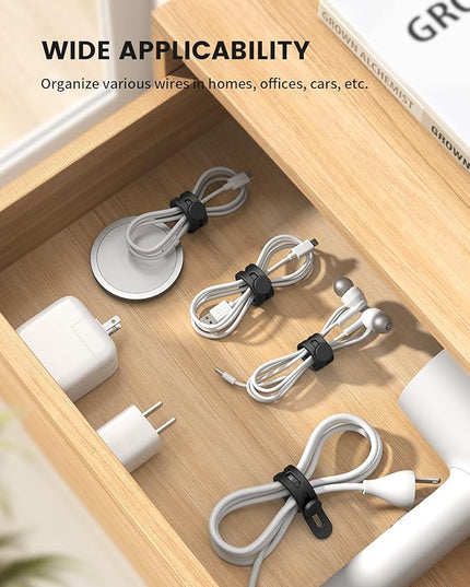 Lamicall 20Pack Silicone Cable Ties, Office Desk Organizer Accessories, Reusable Wire Ties Management with Lock Buckle, Adjustable Charger Cable Strap, Electrical Cord Keeper for Travel Essentials