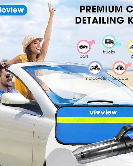 25PCS Car Cleaning Kit, Car Detailing Kit Interior with High Power Handheld Vacuum Cleaner, Windshield Cleaner, Cleaning Gel, Professional Auto Accessories for Men, Women