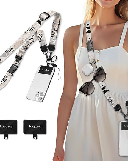 Phone Lanyard Crossbody, Abstract Leaf Cell Phone Strap for Around The Neck Adjustable, Anti Theft Cute Lanyard for iPhone Case ID Holder Keys Accessories Travel Essential