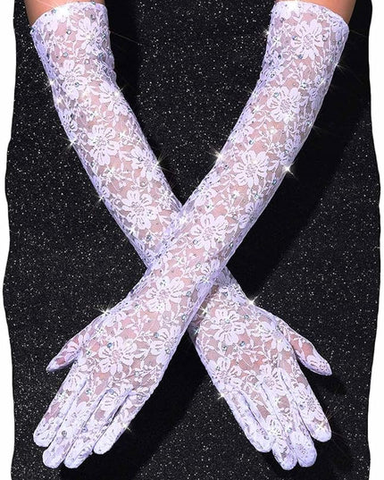 Campsis Floral Lace Gloves Long Lace Gloves